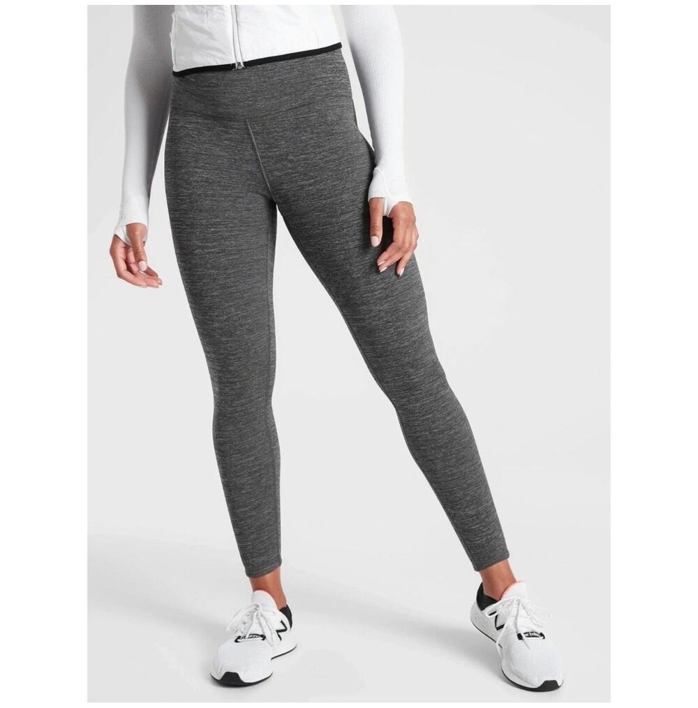 Athleta Leggings Womens Medium Tall Gray Altitude Tight Polartec Stretch Winter